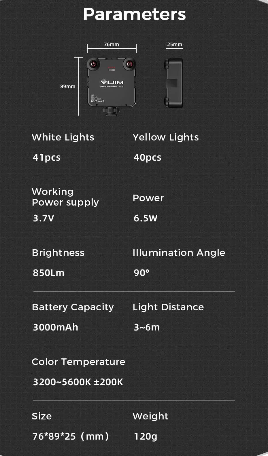 Ulanzi VIJIM VL81 VL200 3200k-5600K Dimmbare Mini-LED-Videoleuchte für Smartphone-SLR-Kameras, wiederaufladbar, Vlog, 3000mAh, Aufhelllicht