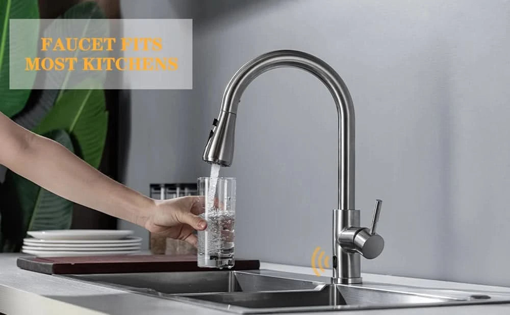Smarte berührungslose Küchenarmatur gebürstet ausziehbar Infrarot-Sensor Armaturen Schwarz/Nickel Infrarot-Wassermischer Armaturen