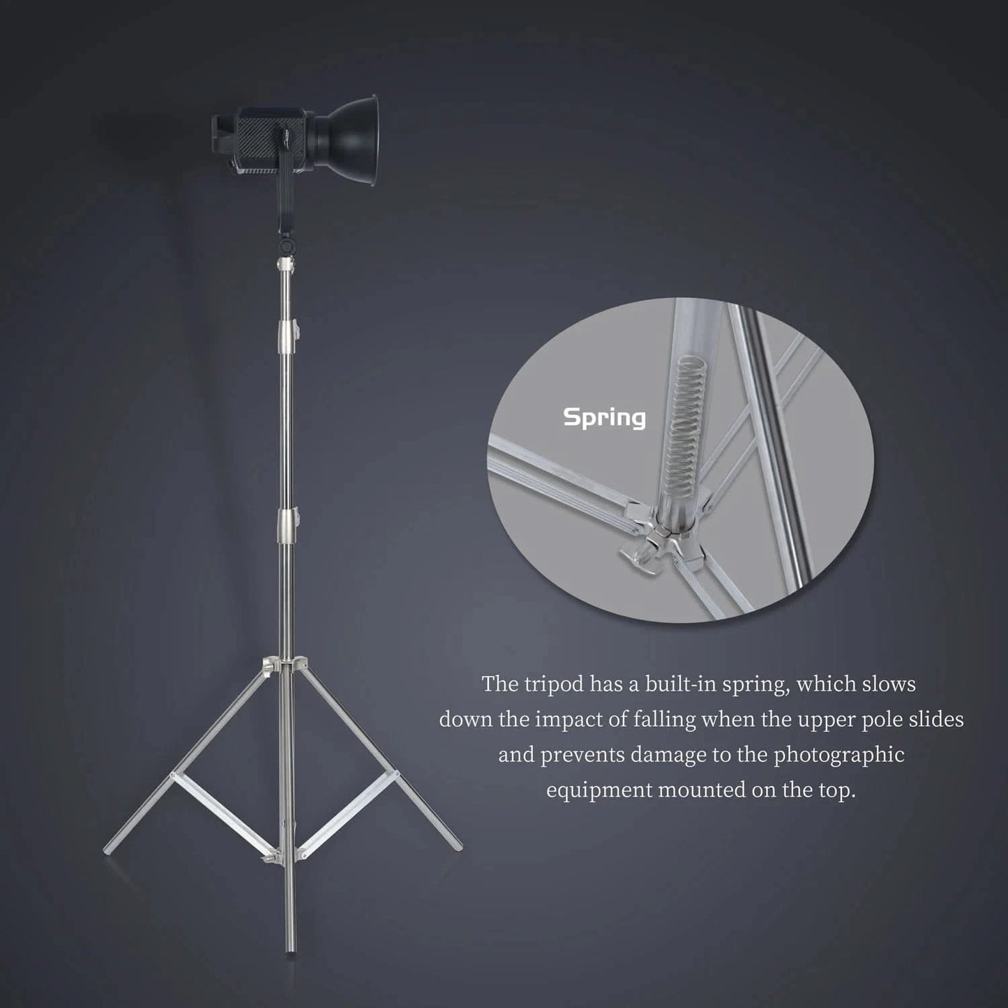 SH 280cm Edelstahl-Lampenstativ Fotostativ für Foto-Video-Beleuchtung Federgedämpftes Hochleistungs-Stativ