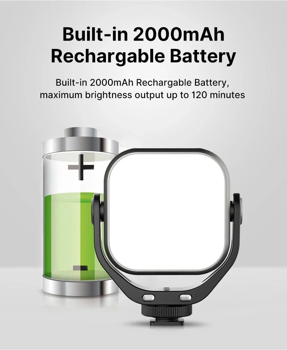 Ulanzi VIJIM VL66 3200k-6500k Vlog Fülllicht 360° drehbares LED-Videolicht mit erweiterter Kaltschuhhalterung 2000mAh Akku mit Lichtstativ