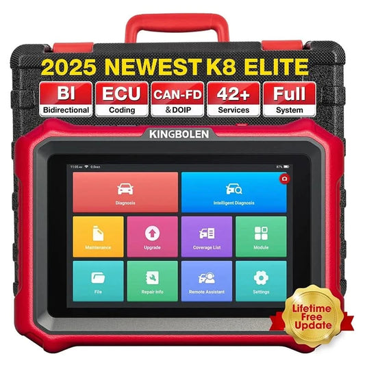 Kingbolen K8 Elite Lifetime Time Free OBD2 Scanner 8" Automotive Diagnostic Tool ECU Coding Machine