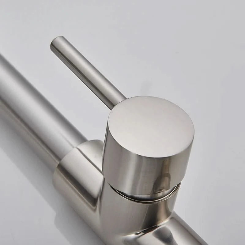 Küchenarmatur aus gebürstetem Nickel mit Ausziehbrause, Heiß- und Kaltwasserhahn, Messing, drehbar, Küchenmischbatterie, Wasserhahn
