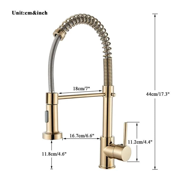 Küchenarmatur aus gebürstetem Nickel mit Ausziehbrause, Heiß- und Kaltwasserhahn, Messing, drehbar, Küchenmischbatterie, Wasserhahn
