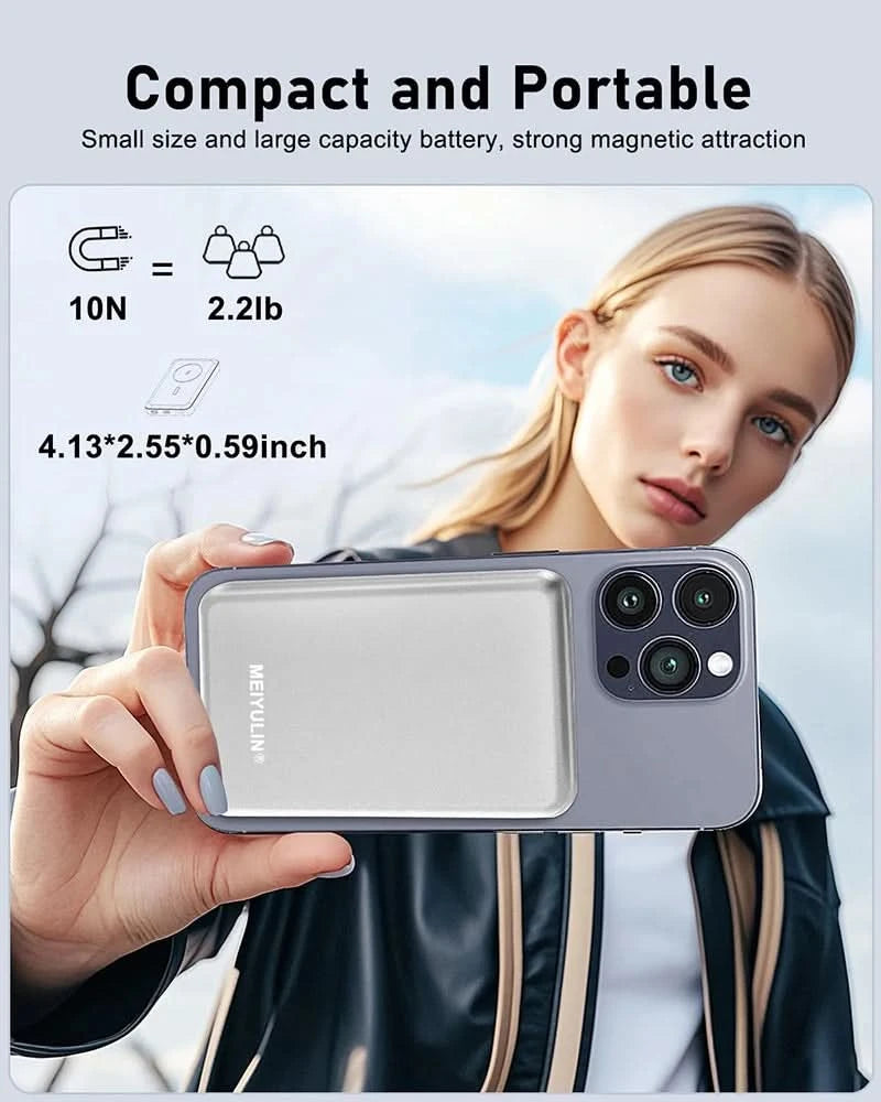 Portable 3 in 1 10000mAh Power Bank Magnetic Wireless Li-ion Polymer Battery Fast Charging PD20W Powerbank for iPhone Xiaomi