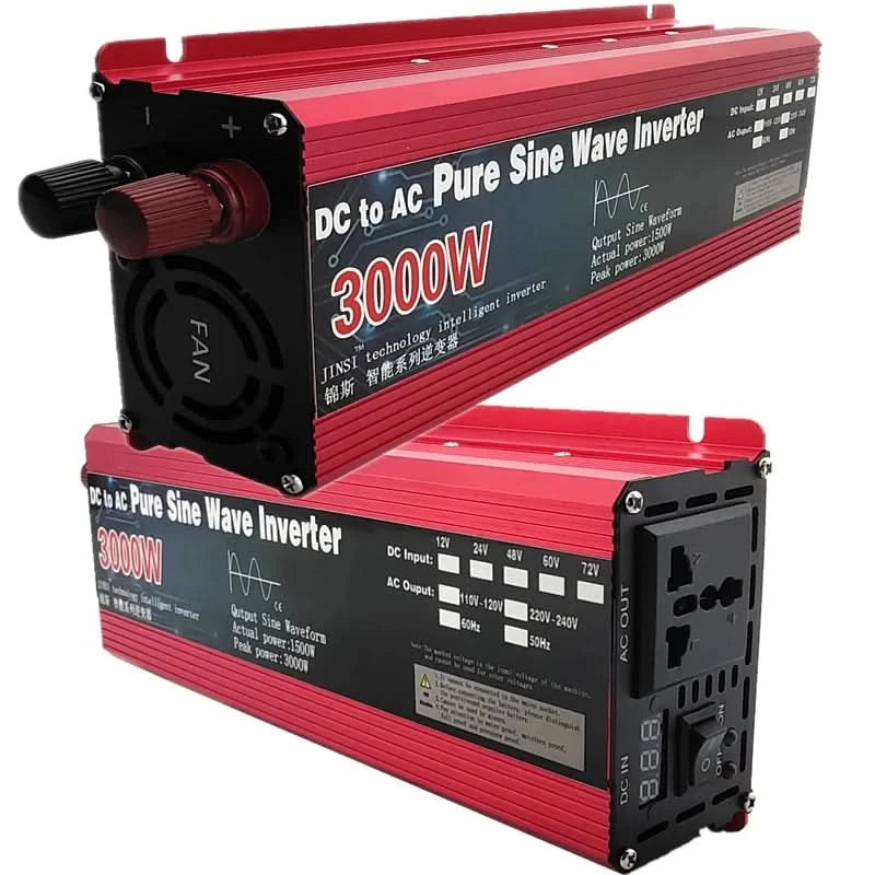 Reiner Sinus-Wechselrichter 12V/24V auf AC110V 220V 1000W 2000W 3000W Spannungswandler Leistungswandler Solar-Wechselrichter LED-Anzeige