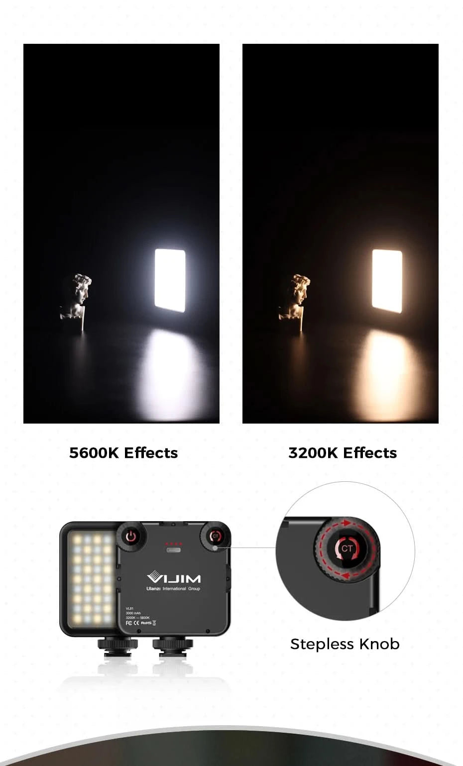 Ulanzi VIJIM VL81 VL200 3200k-5600K Dimmbare Mini-LED-Videoleuchte für Smartphone-SLR-Kameras, wiederaufladbar, Vlog, 3000mAh, Aufhelllicht