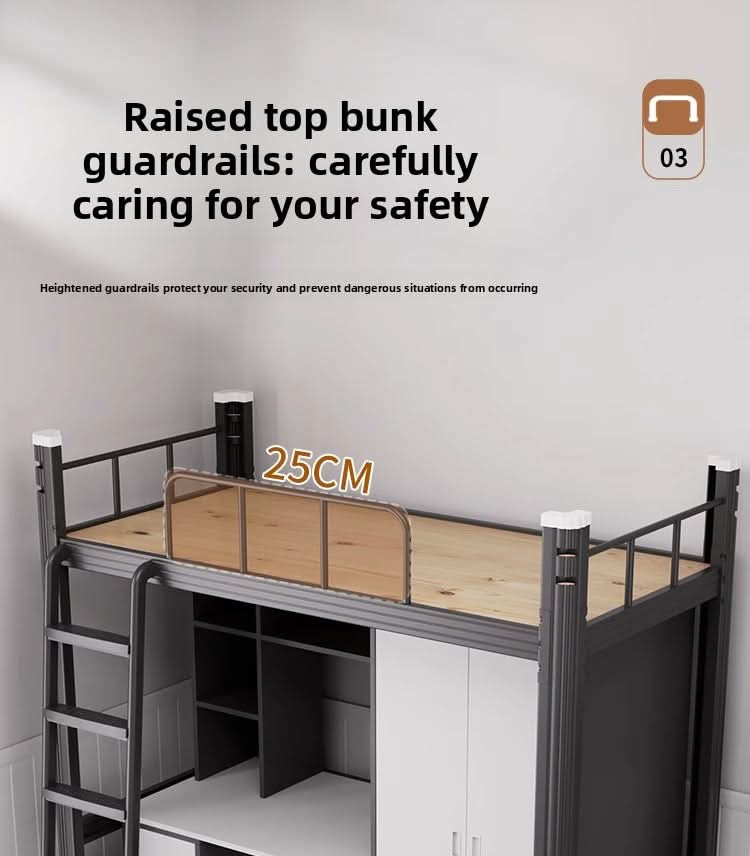 Upper Bed Lower Table Combined Bed College Dormitory Elevated Bed Small Apartment Household Wrought Iron Bed Apartment Bed