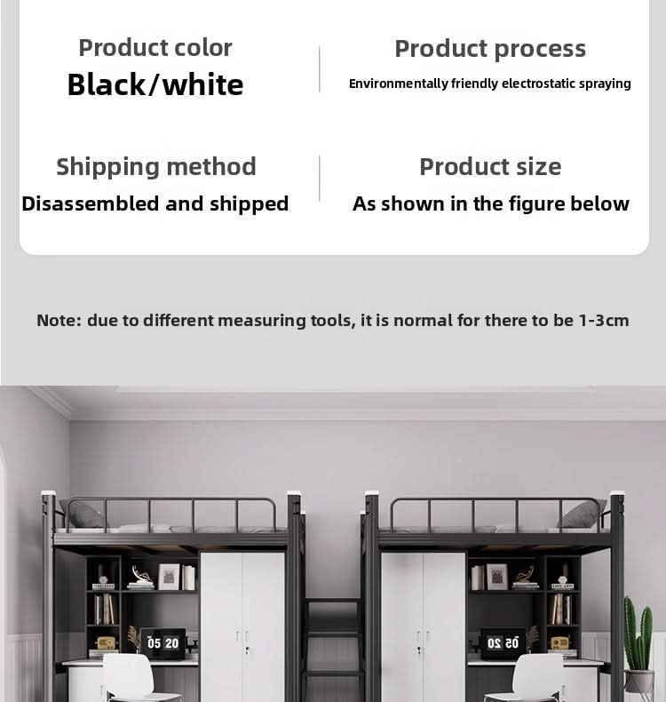 Upper Bed Lower Table Combined Bed College Dormitory Elevated Bed Small Apartment Household Wrought Iron Bed Apartment Bed