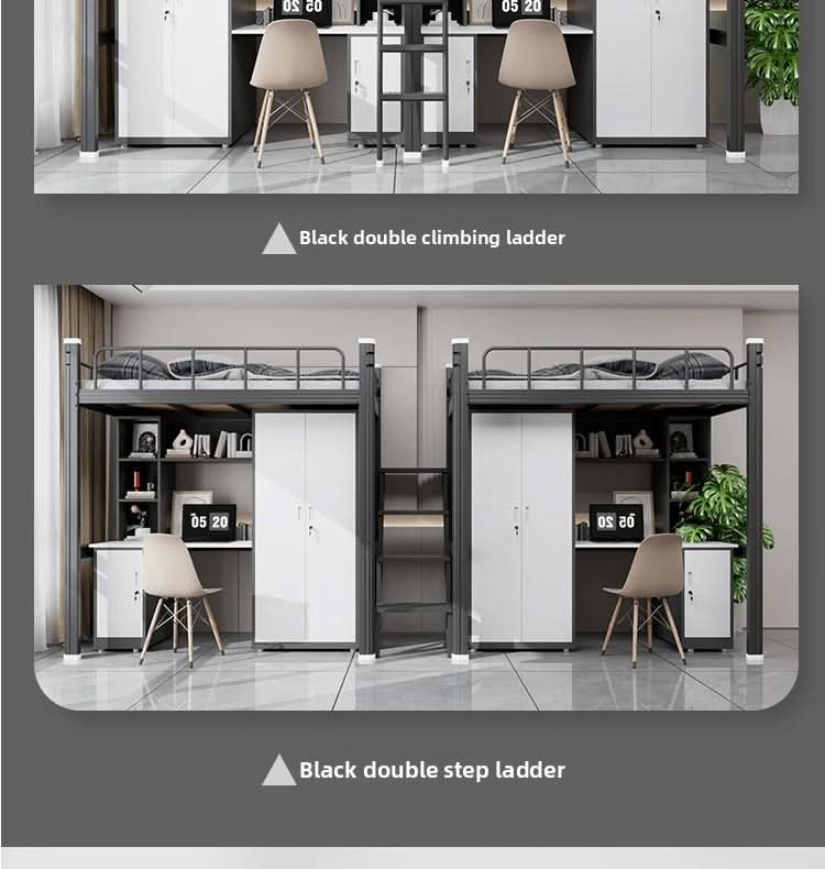 Upper Bed Lower Table Combined Bed College Dormitory Elevated Bed Small Apartment Household Wrought Iron Bed Apartment Bed