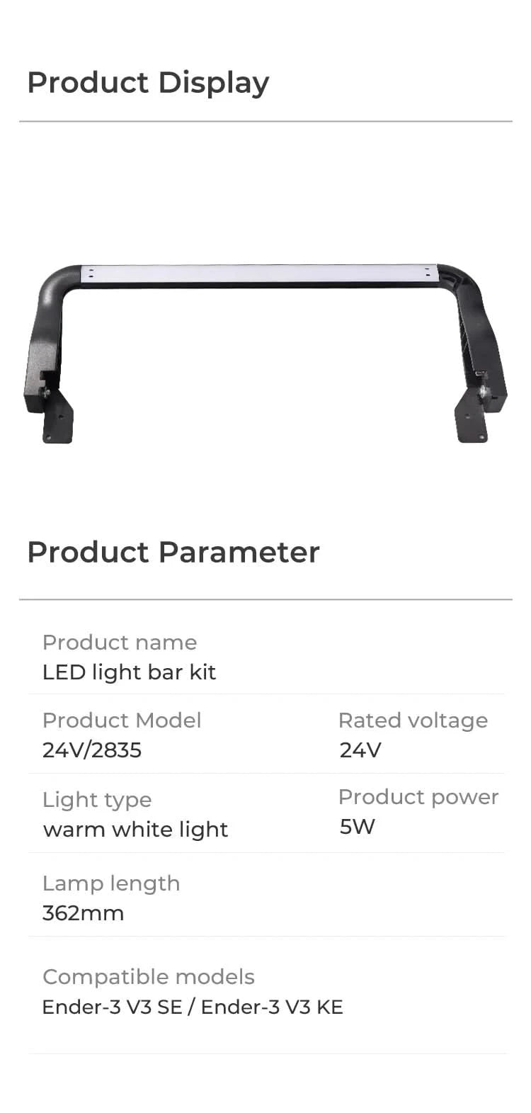 Creality Original Ender-3 V3 SE/KE LED-Lichtleiste Helles Licht Energie- und Stromsparend Einfache Installation