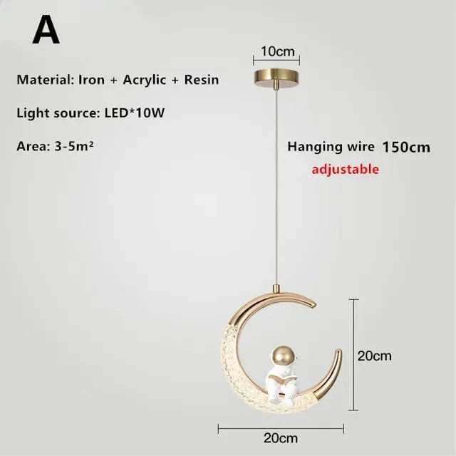 Children's Room Bedside Chandelier Modern Minimalist Light Luxury Cartoon Boy Girl Bedroom Moon Lamp Astronaut Small Chandelier