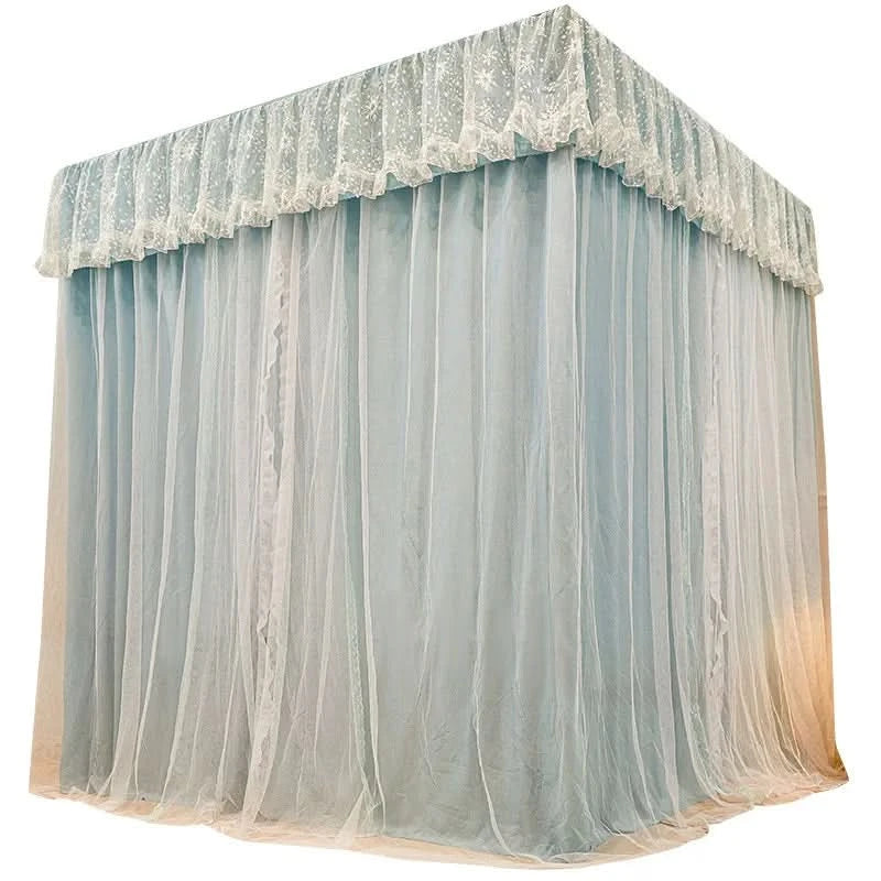 Four Season Bed Curtain Canopy for Girl Room Palace Mosquito Net with Frame Romantic Shading Three-door Bedcover Decor