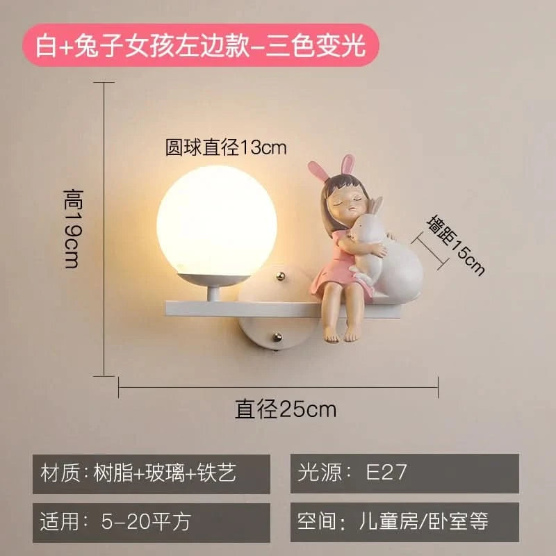 Children's Room Bedside Wall Lamp Girl Boy Wall Art Sconce Creative Cartoon Eye Protection Led Home Decoration Salon Home