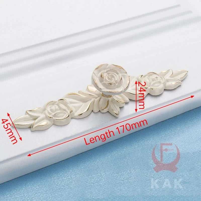 KAK Zinc Aolly Ivory White Cabinet Handles Kitchen Cupboard Door Pulls Drawer Knobs European Fashion Furniture Handle Hardware