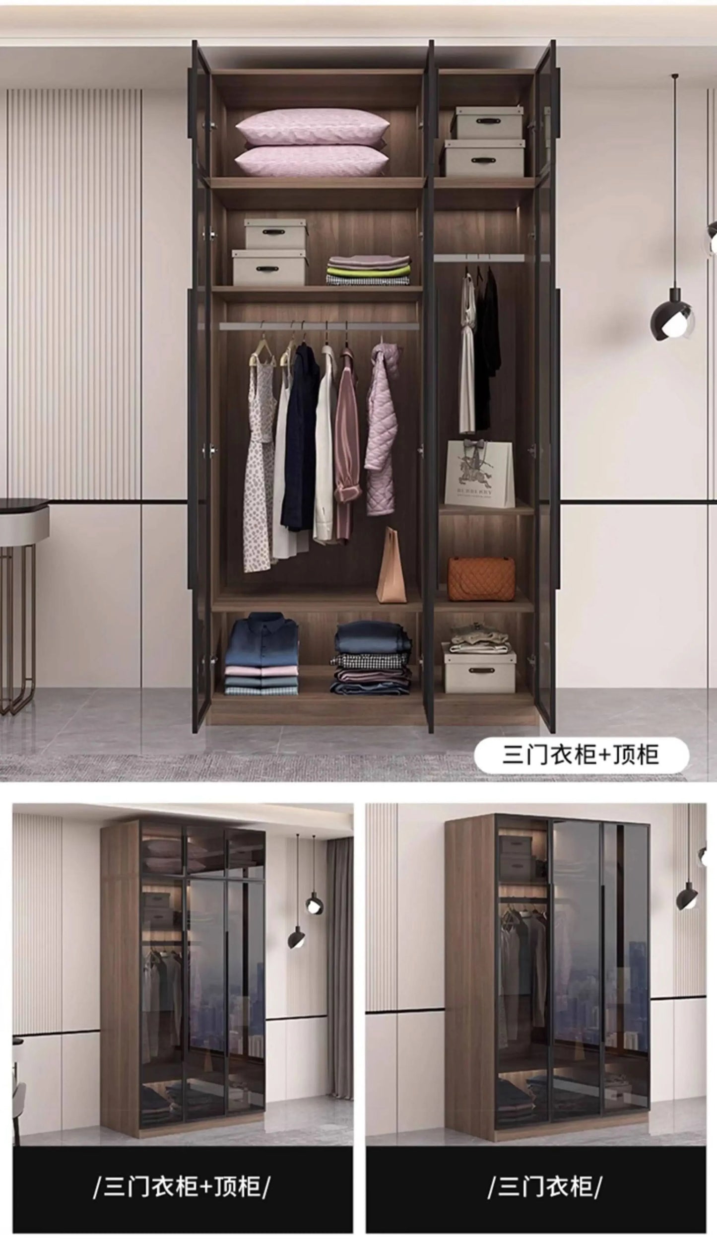 Glass light luxury corner cloakroom wardrobe Double clothes closet cabinets and wardrobes Cabinet dressing clothe home furniture