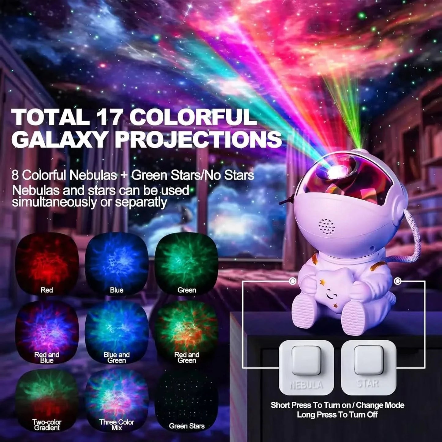 Astronaut-Sternenhimmel-Projektor, Galaxy-Nachtlicht, Sternenhimmel-Projektor, LED-Astronautenlicht, Schlaf- und Spielzimmer