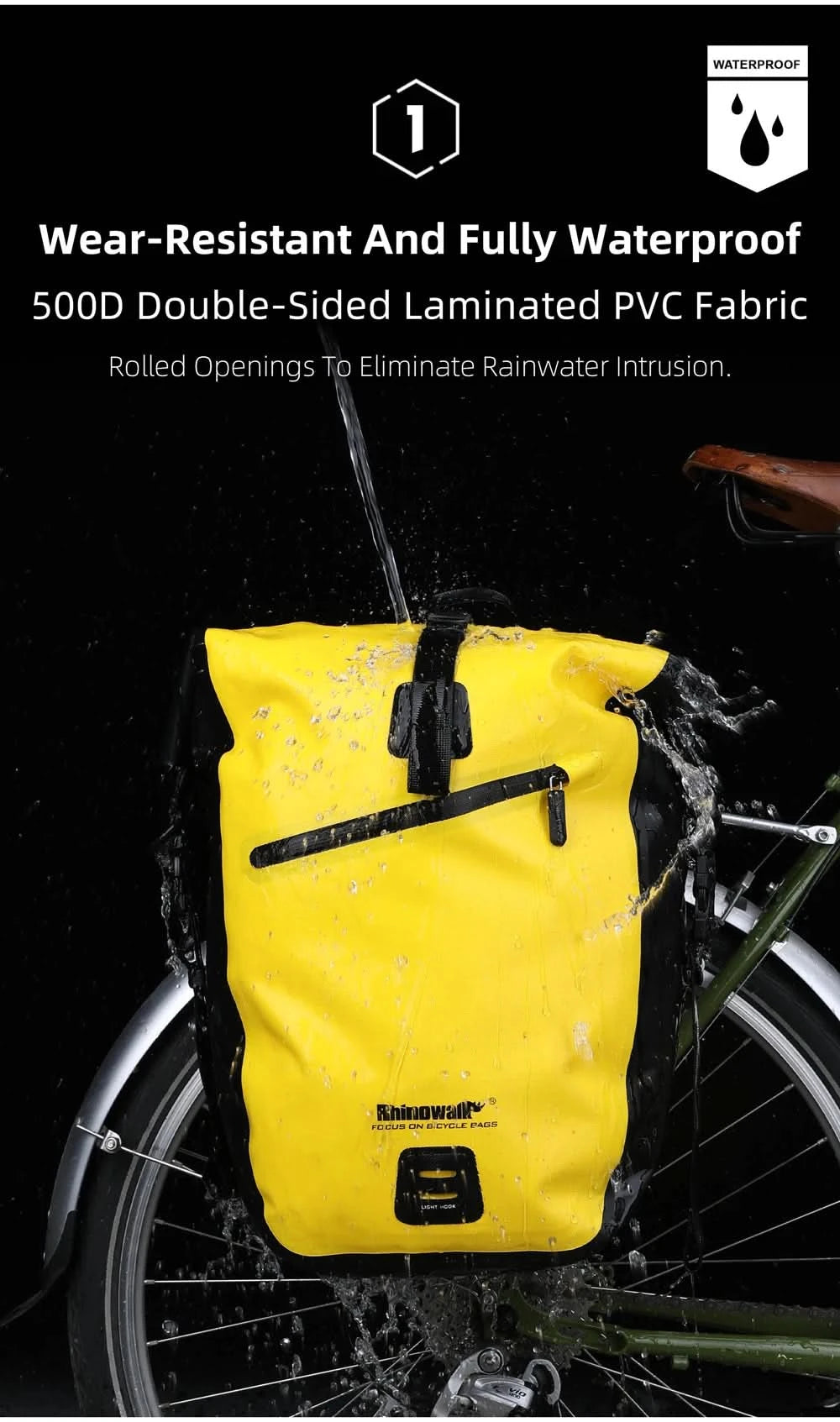 Rhinowalk Wasserdichte Fahrradtasche 20L/27L Reise Radtasche Korb Fahrrad Gepäckträger Hinten Sattel Tasche Fahrradtaschen & Packtaschen