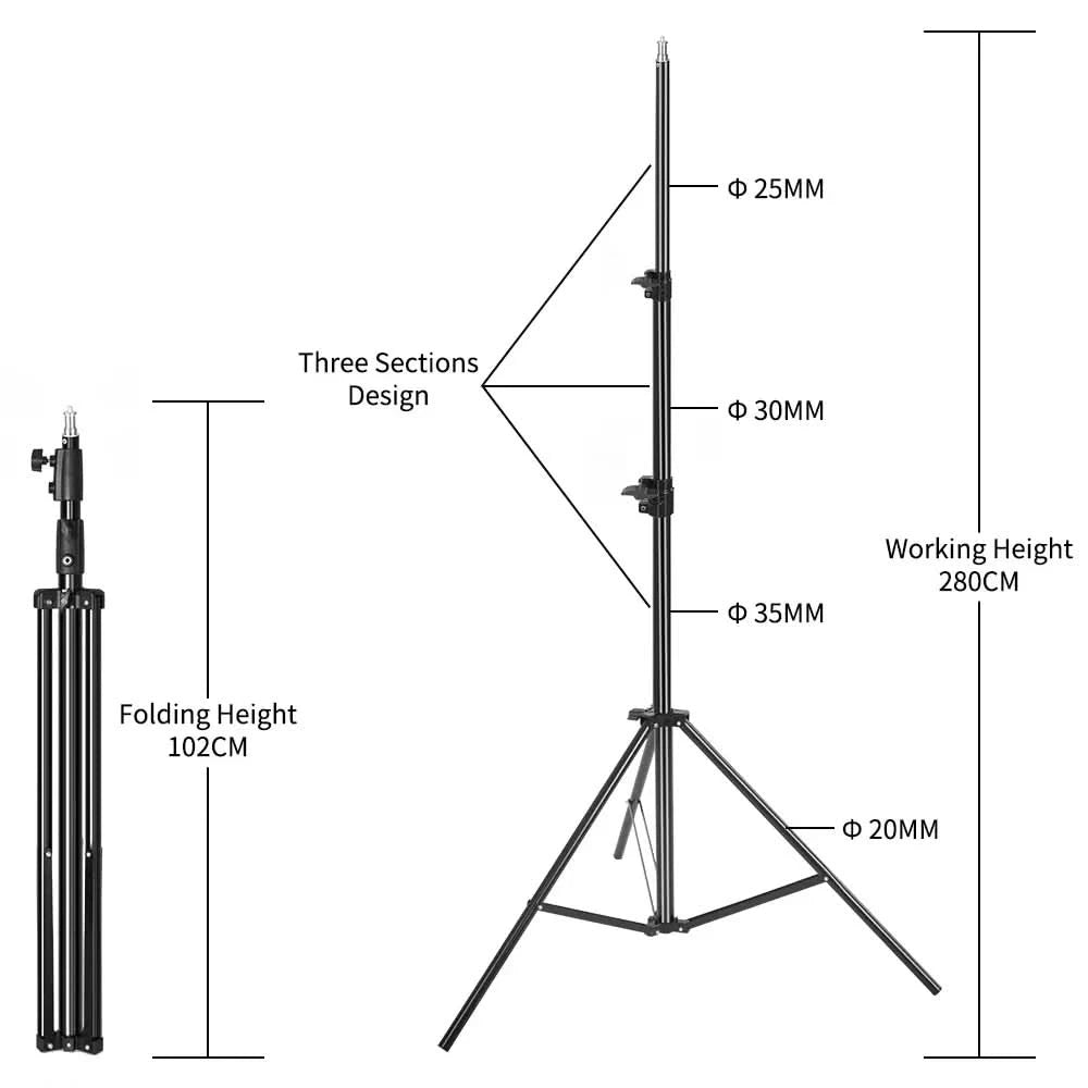 SH 280cm Edelstahl-Lampenstativ Fotostativ für Foto-Video-Beleuchtung Federgedämpftes Hochleistungs-Stativ