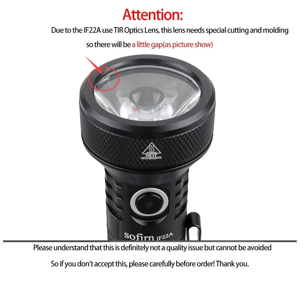 Sofirn IF22A TIR Optics 2100lm LED Flashlight Rechargeable 21700 USB C Powerful EDC Light Torch Outdoor Lantern for Fish