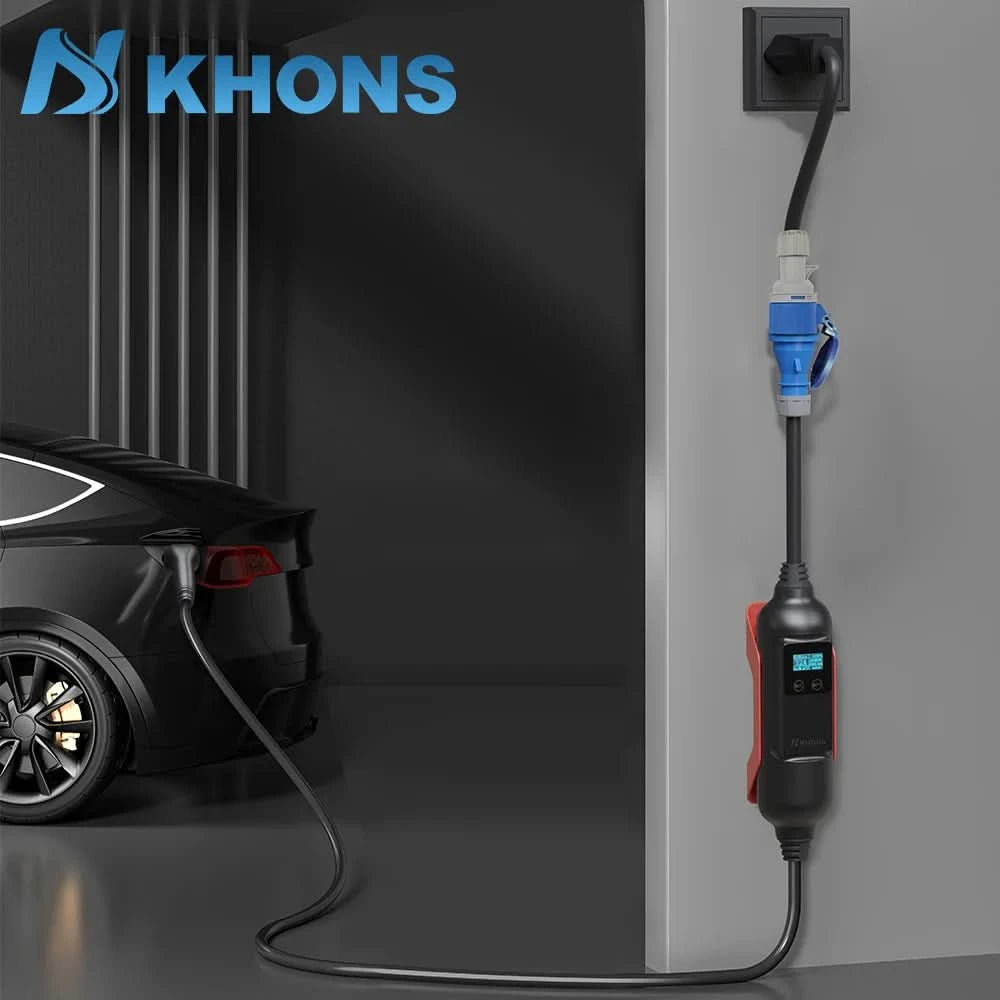 KHONS Elektrofahrzeug-Ladegerät Blau CEE 32A auf brasilianischen Stecker 10A Adapter 32A 1Phase Buchse auf 10A Stecker