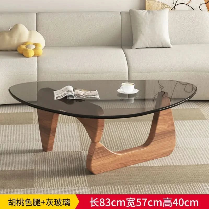 Modern simple creative round coffee table household small apartment living room tempered glass coffee table Internet celebrity
