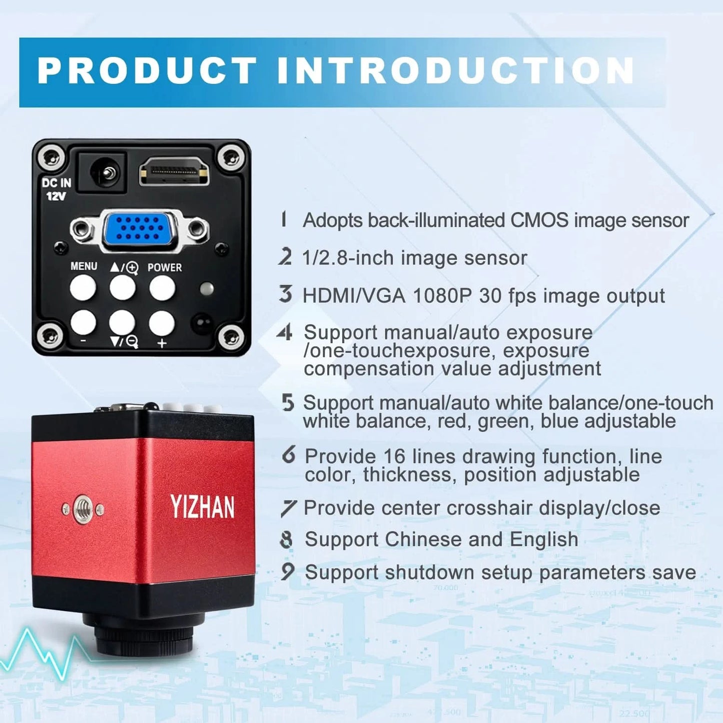 13MP Video Microscope HDMI VGA Industrial Microscope Camera 1-130X/150X/215X C mount Lens For Soldering Repair Image Collection