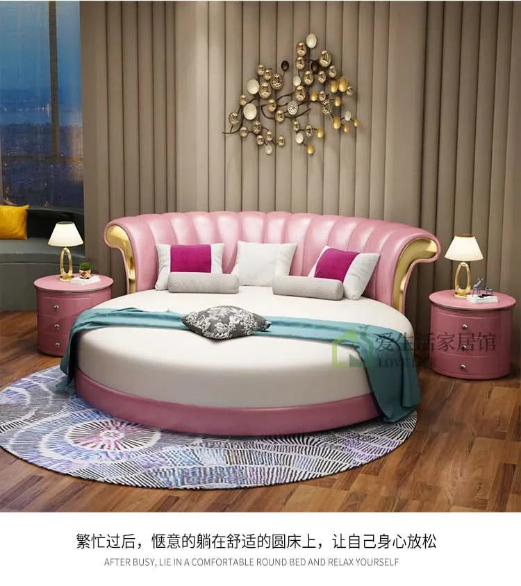 Bedroom Unique Beds Storage Cabinets Nordic Full Size Round Bed Frame Headboard Upholstery Muebles Para El Hogar Furnitures