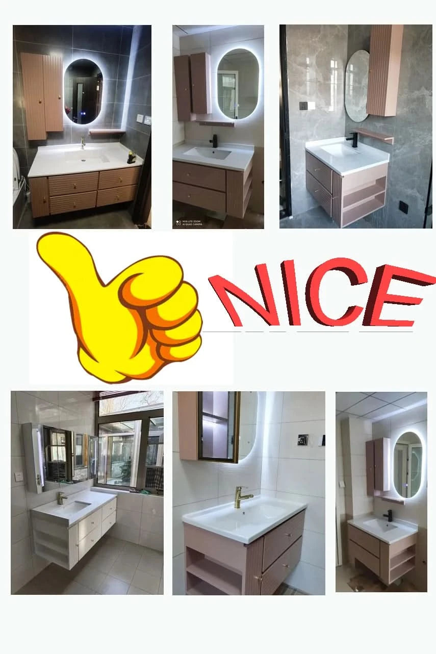 Pink Modern Large Storage Space With Side Cabinets Bathroom Cabinet With Drawers