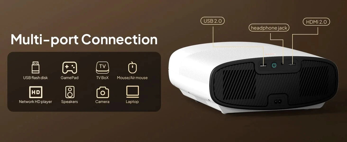 VEVSHAO Full HD Beamer A22 4K Video Smart TV für Zuhause WIFI 1080P 1000 Lumen Projektoren Medien Video Player Smart Beamer
