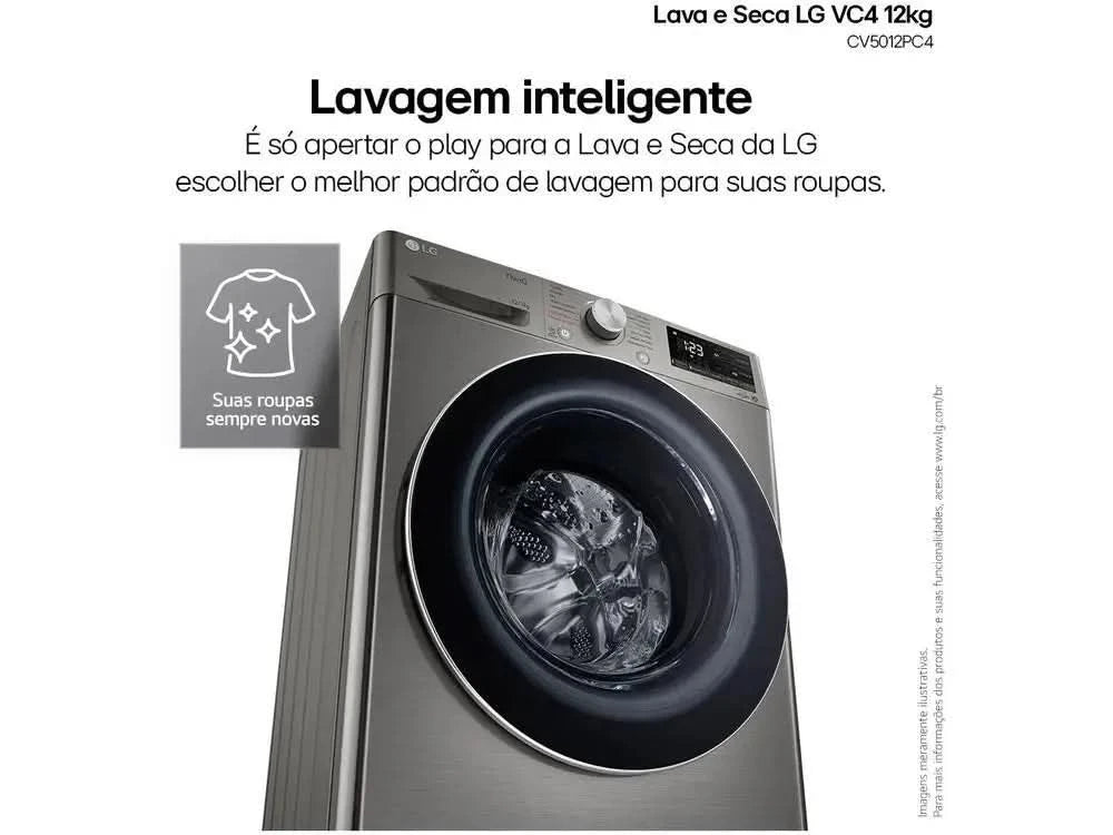 LG 12kg Smart VC4 CV5012PC4 mit Künstlicher Intelligenz Heiß- und Kaltwasser Silber-110V