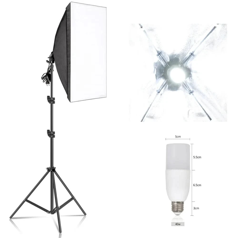 Studio-Kit Foto Softbox Lichtbox Beleuchtung Einzelne Led-Lampe mit Stativ Fotografie Shooting Soft Box Blitz E27 Zubehör