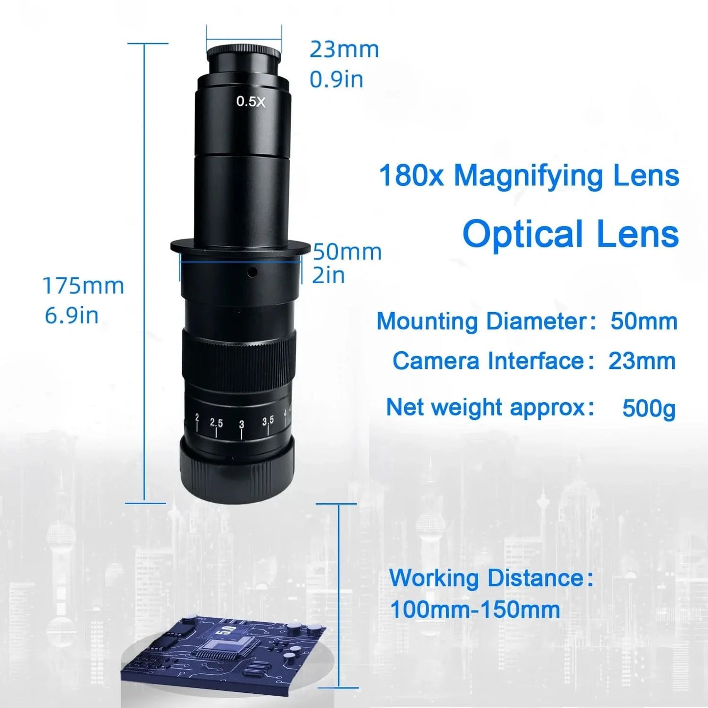 1080P 4K HD Industrial Microscope Digital Camera Via USB-C Measurement  215X/180X/130X C-Mount Lens For PCB Soldering,no base