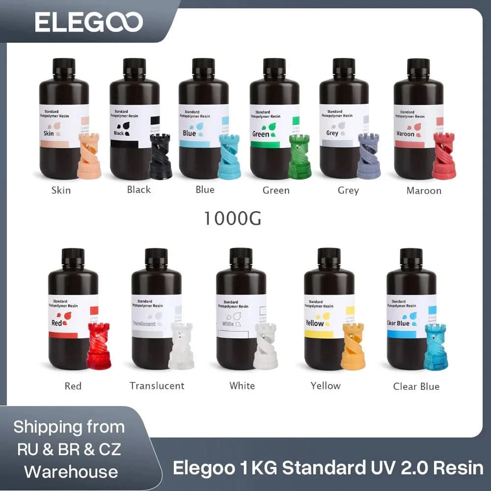 Elegoo 1KG/2KG/4KG UV-Harz 2.0 für 3D-Drucker SATURN 3 ULTRA 3D-Druckmaterial UV-Harz normal 1kg Flüssigkeitsflasche