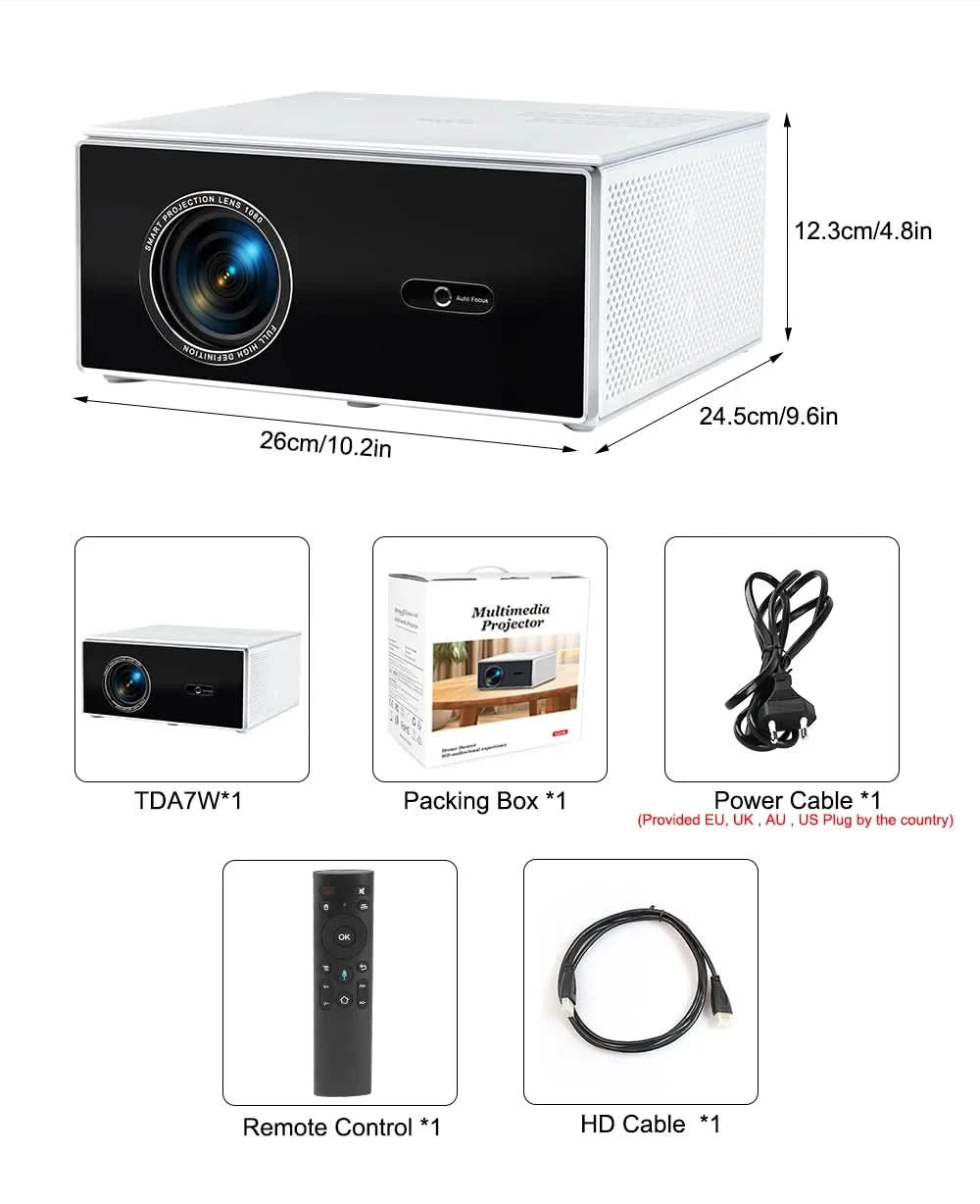 ThundeaL TDA7W Full HD 1080P Projektor Android WiFi 32G Beamer 4K Video TDA7 Sprachsteuerung 3D Smart TV Heimkino-Beamer