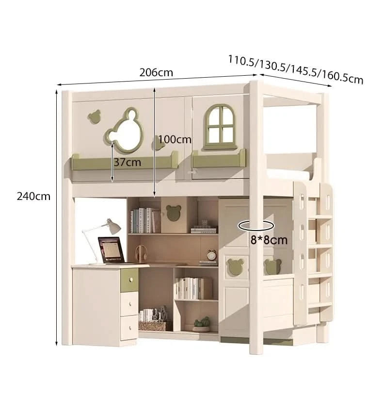 Solid wood upper and lower high and low bunk beds Double bed 2 people bunk beds for kids bed with mattress bedroom furniture