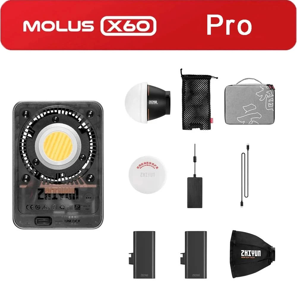 ZHIYUN MOLUS X60 RGB X60 Bicolor 60W COB Video Light LED Pocket Fill Lamp Portable Outdoor Photography Lighting for Shooting