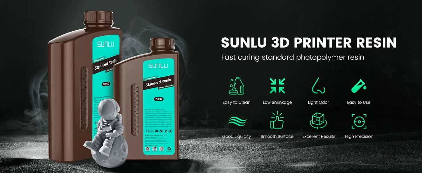 SUNLU 5KG ABS-Like/ Standard / Water-Wash/ 14K High Precision Resin 405nm Rapid UV-Curing Photopolymer Resin 1KG/Bottle