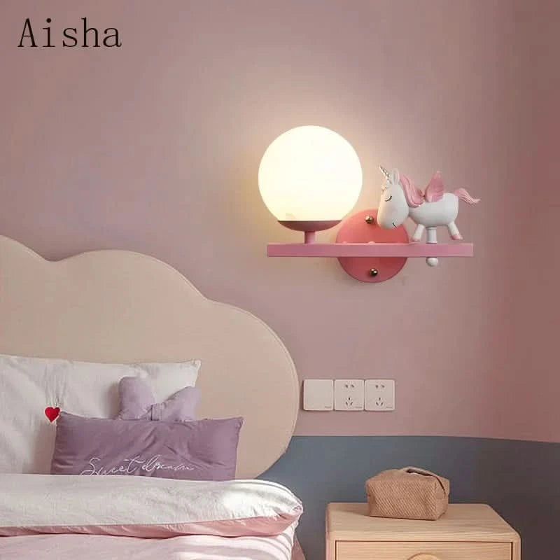 Children's Room Bedside Wall Lamp Girl Boy Wall Art Sconce Creative Cartoon Eye Protection Led Home Decoration Salon Home