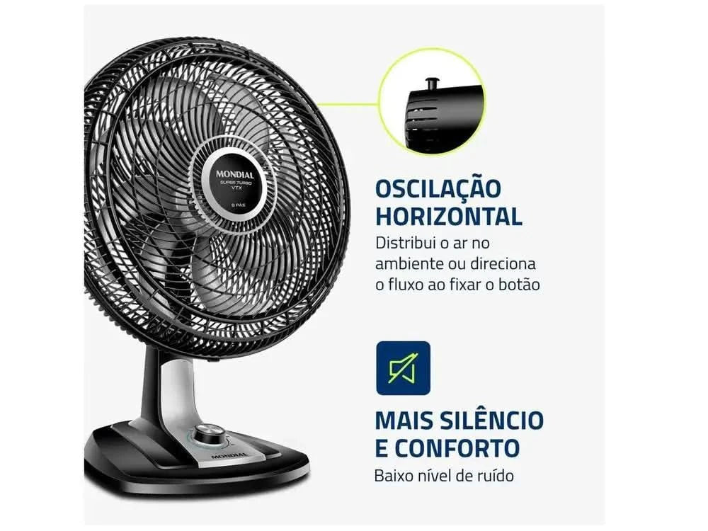 VTX-40-8P Mondial Table Fan Turbo 40cm 3 Speeds-220V
