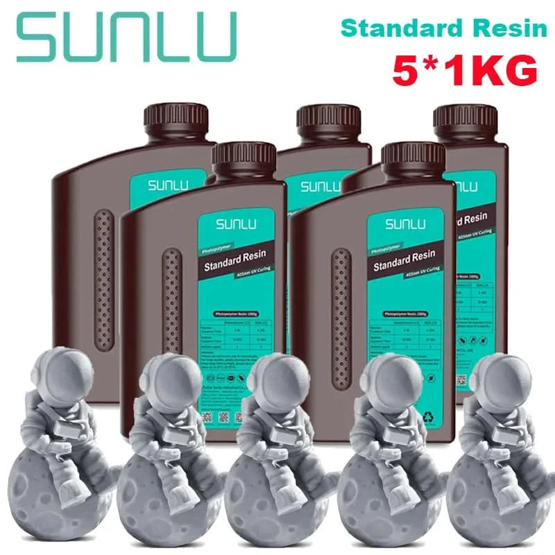 SUNLU 5KG ABS-Like/ Standard / Water-Wash/ 14K High Precision Resin 405nm Rapid UV-Curing Photopolymer Resin 1KG/Bottle
