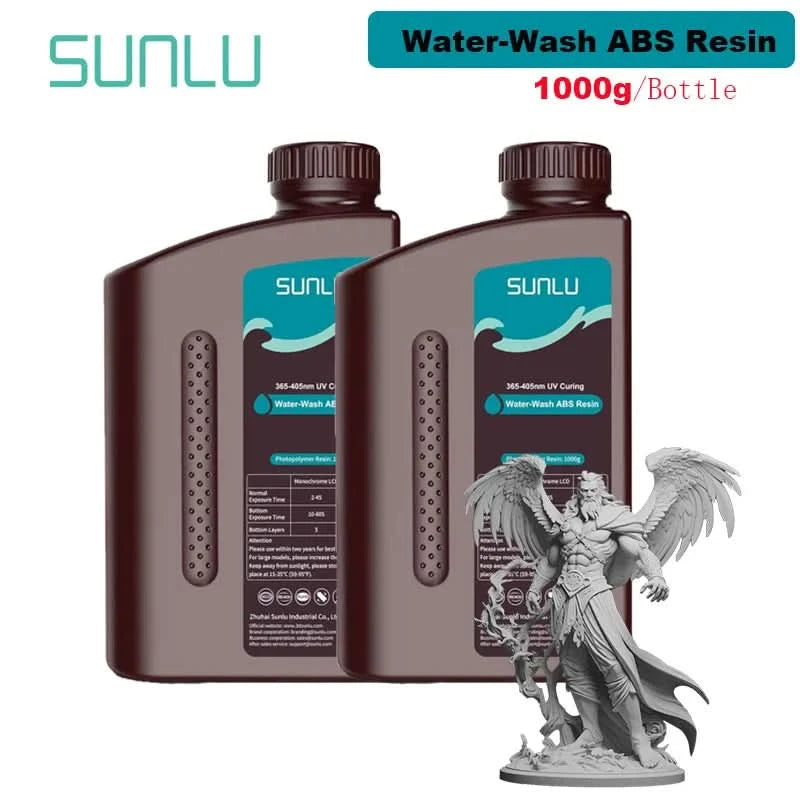 SUNLU 2KG Wasserwaschbares / Wasserwaschbares ABS-Harz Harz 1000G/Flasche 405nm Schnelles UV-härtendes Photopolymerharz für LCD-3D-Druck