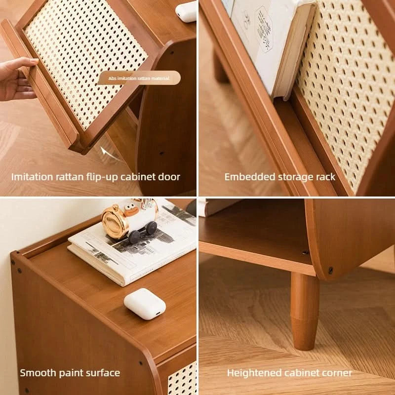 Minimally modern bamboo bedroom bedside table, living room small cabinet, small storage cabinet, household storage cabinet