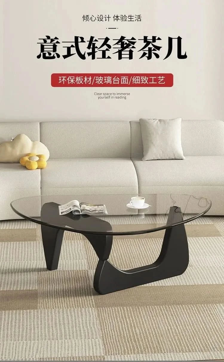 Modern simple creative round coffee table household small apartment living room tempered glass coffee table Internet celebrity