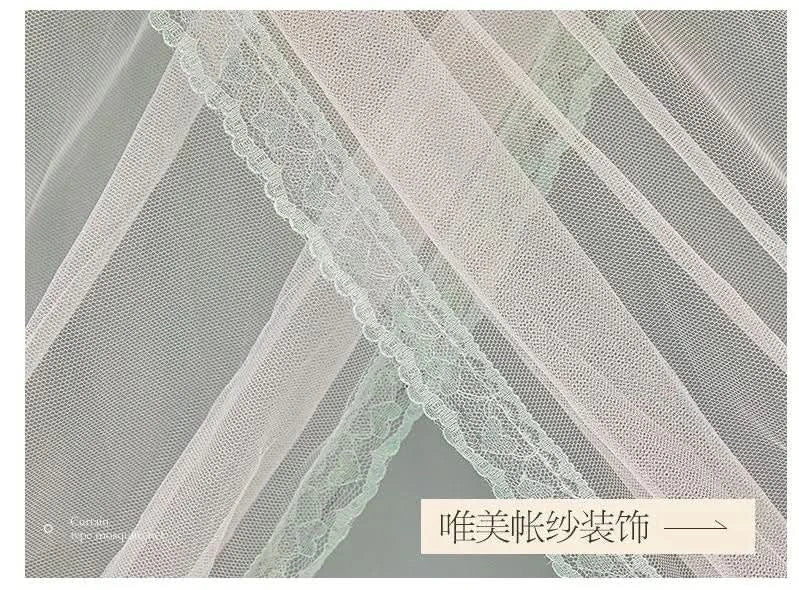 Four Season Bed Curtain Canopy for Girl Room Palace Mosquito Net with Frame Romantic Shading Three-door Bedcover Decor