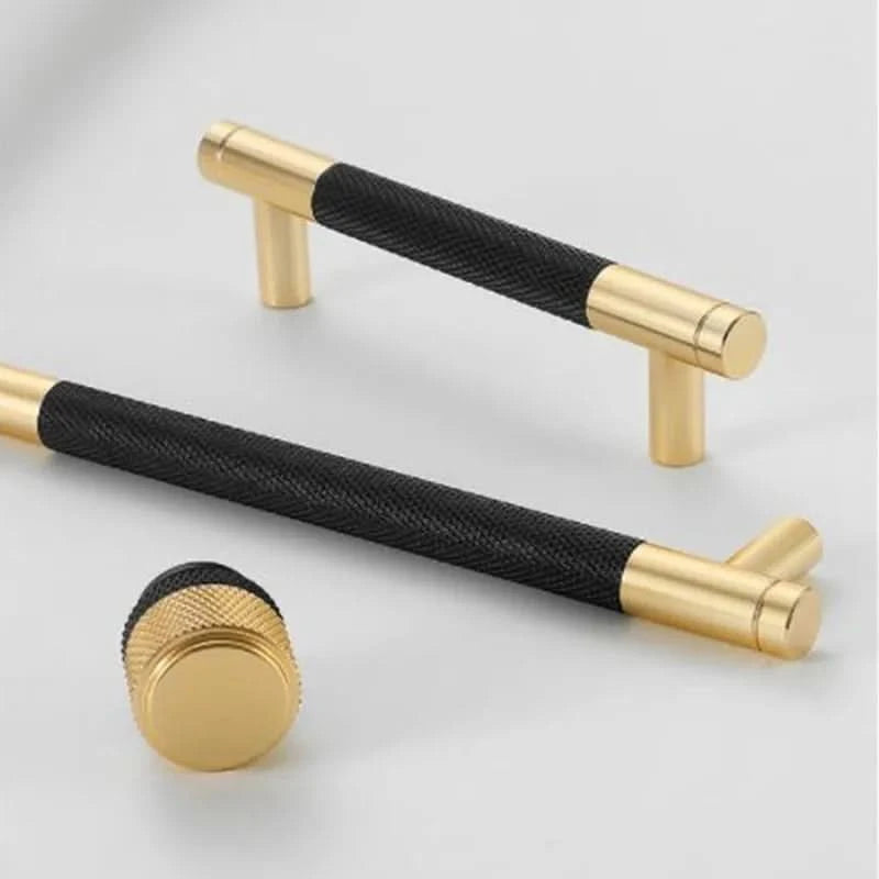 KK&FING Aluminium Knurled Handle Furniture Gold Cabinet Knobs Long Handles Kitchen Cupboard Drawer Knobs Dold Knobs And Pulls