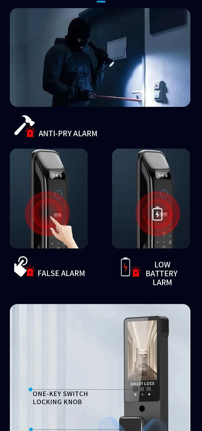 Biometric Infrared 3C Face Real-time intercom Palmar vein Smart Door Lock Fingerprint Password Electronic Key Card APP Unlock