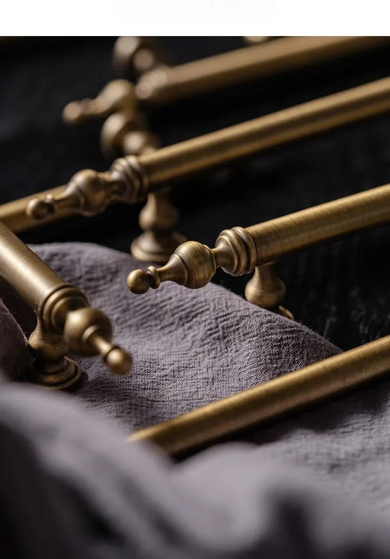 Tinyhob Solid Antique Bronze Pull Brass Cabinet Knobs T Bar Funiture Wardrobe Appliance Handle Long Pull Drawer Handle