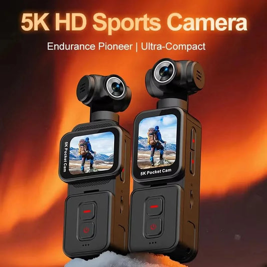 K28 5K Ultra Clear Handheld Action Camera 1.69-inch Face Recognition Automatic 270°Rotating Lens Follow Shot Sports Thumb Camera