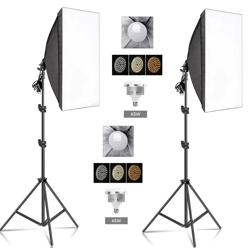 Studio-Kit Foto Softbox Lichtbox Beleuchtung Einzelne Led-Lampe mit Stativ Fotografie Shooting Soft Box Blitz E27 Zubehör