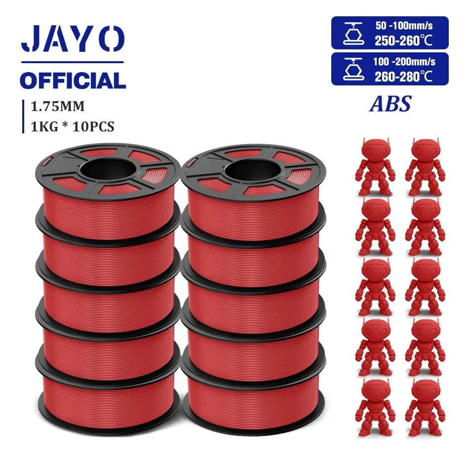 JAYO ABS Filament 1.75mm 3D Printer Filament 10Rolls For FDM 3D Printers 3D Pen Filament Refills 1KG/Roll 3D Printing Materials